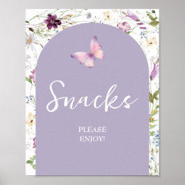 Wildflower Wild ONE Butterfly Garden Party Snacks Poster