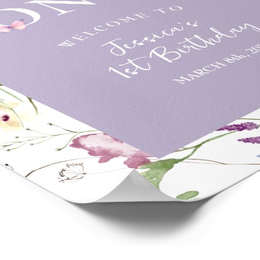 Wildflower Wild ONE Butterfly Garden Party Welkom Poster (Hoek)