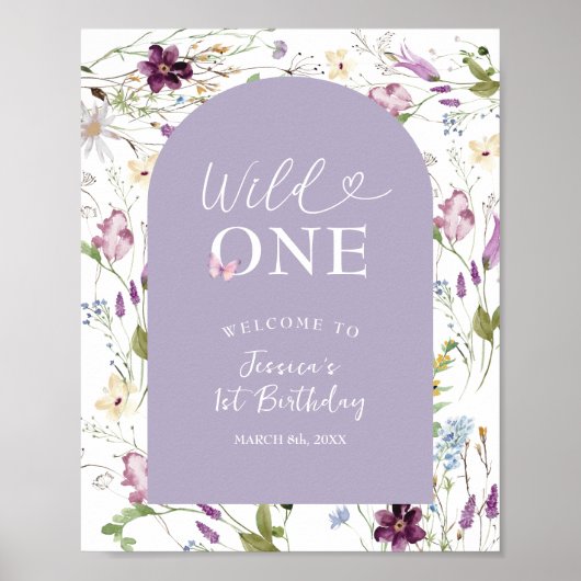 Wildflower Wild ONE Butterfly Garden Party Welkom Poster (Voorkant)