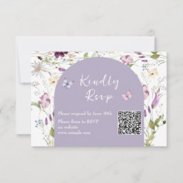 Wildflower Wild ONE Butterfly Garden QR RSVP-kaart Bedankkaart