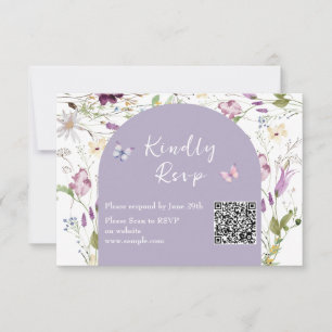 Wildflower Wild ONE Butterfly Garden QR RSVP-kaart Bedankkaart