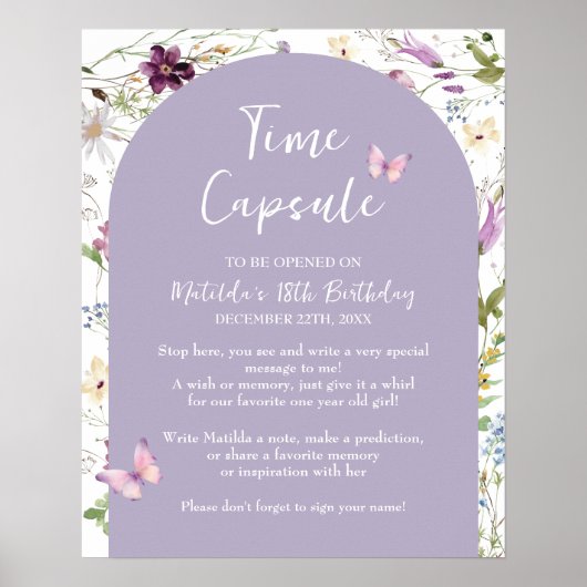 Wildflower Wild ONE Butterfly Garden Time Capsule Poster (Voorkant)