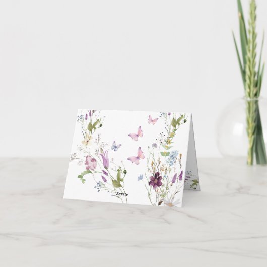 Wildflower Wild ONE Butterfly Gevouwen Dank u Bedankkaart (Achterkant)