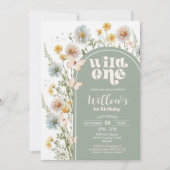 Wildflower Wild One verjaardagsuitnodiging Boho Sa Kaart (Voorkant)