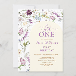 Wildflower Wild ONE Vlinder Verjaardag Uitnodiging