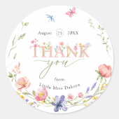 Wildflower Wild & Onederful 1e Verjaardag Bedankt Ronde Sticker (Voorkant)