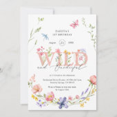 Wildflower Wild & Onederful 1e Verjaardag Kaart (Voorkant)