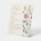 Wildflower Wilde Bloem Bloemen Bruiloft Bar Reclamebord Met Voetstuk (Voorkant)