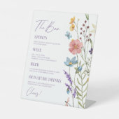 Wildflower Wilde Bloem Bloemen Bruiloft Bar Reclamebord Met Voetstuk