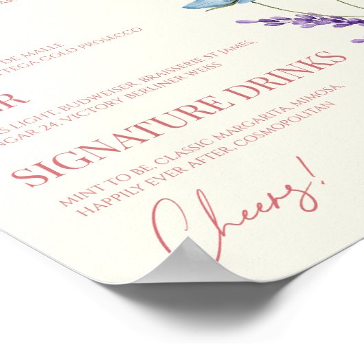 Wildflower Wilde Bloem Bloemen Bruiloft Bar Teken Poster (Hoek)