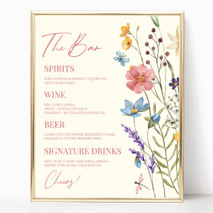 Wildflower Wilde Bloem Bloemen Bruiloft Bar Teken Poster