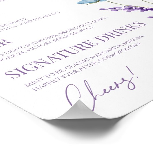 Wildflower Wilde Bloem Bloemen Bruiloft Bar Teken Poster (Hoek)