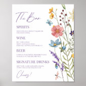 Wildflower Wilde Bloem Bloemen Bruiloft Bar Teken Poster (Voorkant)