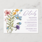 Wildflower Wilde Bloem Bloemen Bruiloft Details Informatiekaartje (Voorkant)