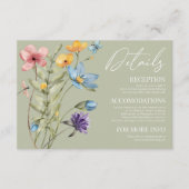 Wildflower Wilde Bloem Bloemen Bruiloft Details Informatiekaartje (Voorkant)
