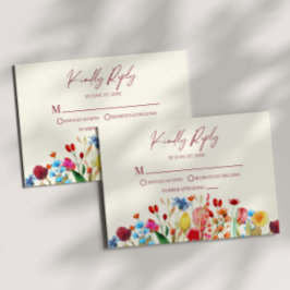 Wildflower Wilde Bloem Bloemen Bruiloft RSVP Kaart