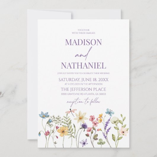 Wildflower Wilde Bloem Bloemen Tuin Bruiloft Kaart (Voorkant)