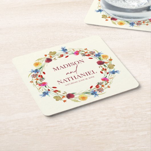 Wildflower Wilde Bloem Bloemen Tuin Bruiloft Kartonnen Onderzetters (Schuin)
