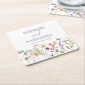 Wildflower Wilde Bloem Bloemen Tuin Bruiloft Kartonnen Onderzetters (Schuin)