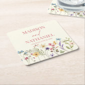 Wildflower Wilde Bloem Bloemen Tuin Bruiloft Kartonnen Onderzetters (Schuin)