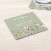 Wildflower Wilde Bloem Bloemen Tuin Bruiloft Kartonnen Onderzetters (Schuin)