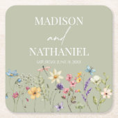 Wildflower Wilde Bloem Bloemen Tuin Bruiloft Kartonnen Onderzetters (Voorkant)