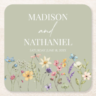 Wildflower Wilde Bloem Bloemen Tuin Bruiloft Kartonnen Onderzetters