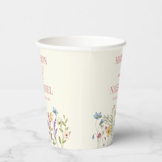 Wildflower Wilde Bloem Bloemen Tuin Bruiloft Papieren Bekers (Rechts)