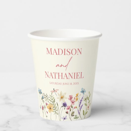 Wildflower Wilde Bloem Bloemen Tuin Bruiloft Papieren Bekers (Voorkant)