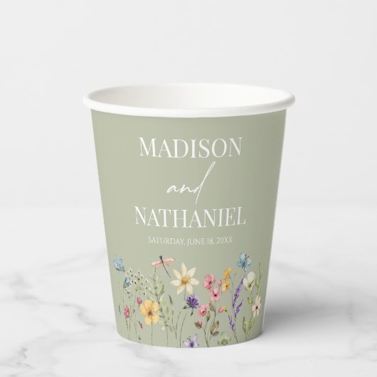 Wildflower Wilde Bloem Bloemen Tuin Bruiloft Papieren Bekers (Achterkant)