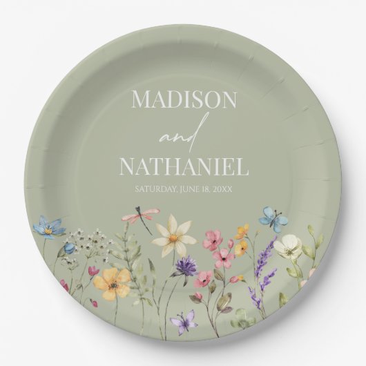 Wildflower Wilde Bloem Bloemen Tuin Bruiloft Papieren Bordje (Voorkant)