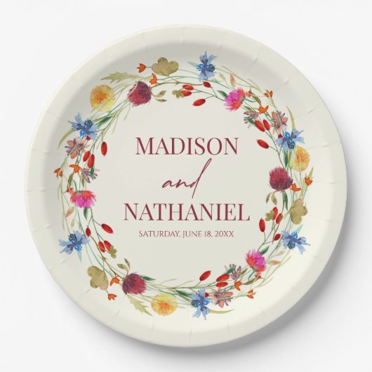 Wildflower Wilde Bloem Bloemen Tuin Bruiloft Papieren Bordje (Voorkant)