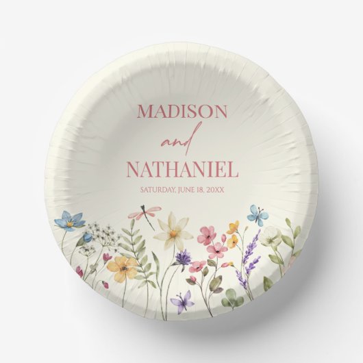 Wildflower Wilde Bloem Bloemen Tuin Bruiloft Papieren Kommen (Voorkant)