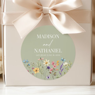 Wildflower Wilde Bloem Bloemen Tuin Bruiloft Ronde Sticker