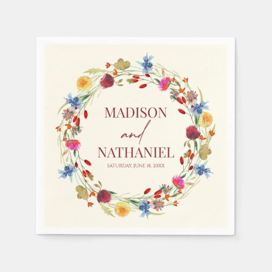 Wildflower Wilde Bloem Bloemen Tuin Bruiloft Servet (Voorkant)