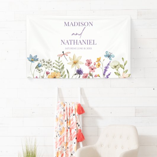 Wildflower Wilde Bloem Bloemen Tuin Bruiloft Spandoek (Insitu)