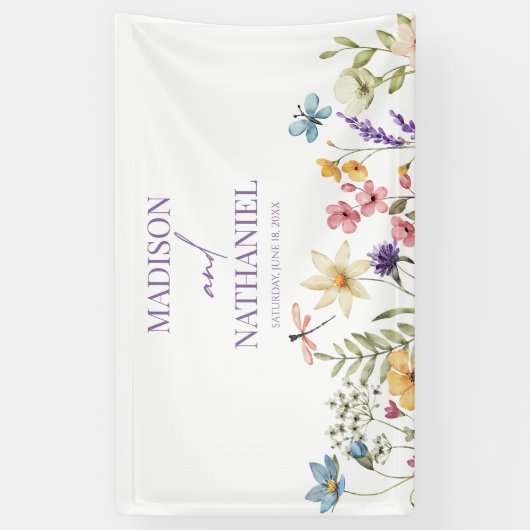 Wildflower Wilde Bloem Bloemen Tuin Bruiloft Spandoek (Verticaal)