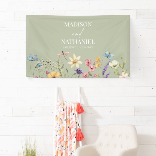Wildflower Wilde Bloem Bloemen Tuin Bruiloft Spandoek (Insitu)