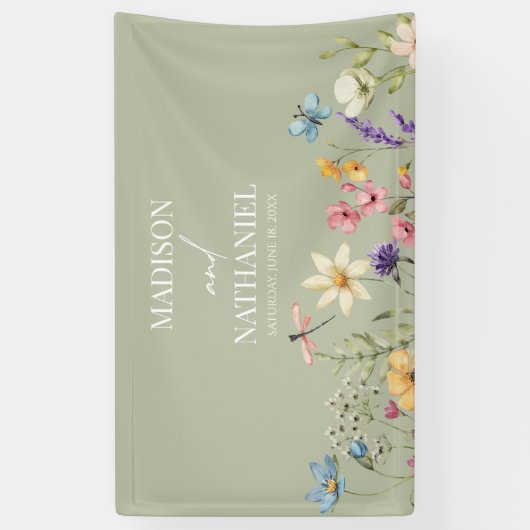 Wildflower Wilde Bloem Bloemen Tuin Bruiloft Spandoek (Verticaal)
