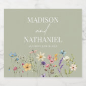 Wildflower Wilde Bloem Bloemen Tuin Bruiloft Sparkling Wijnetiket (Enkel label)