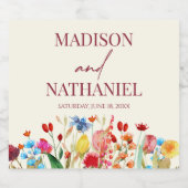 Wildflower Wilde Bloem Bloemen Tuin Bruiloft Sparkling Wijnetiket (Enkel label)