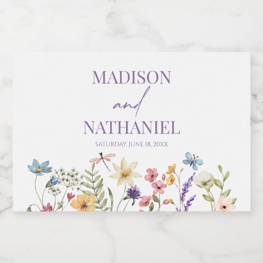 Wildflower Wilde Bloem Bloemen Tuin Bruiloft Sparkling Wijnetiket (Enkel label)