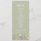Wildflower Wilde Bloem Bloemen Tuin Bruiloft Voeds Menu (Voorkant)