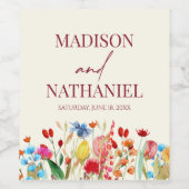 Wildflower Wilde Bloem Bloemen Tuin Bruiloft Wijn Etiket (Enkel label)