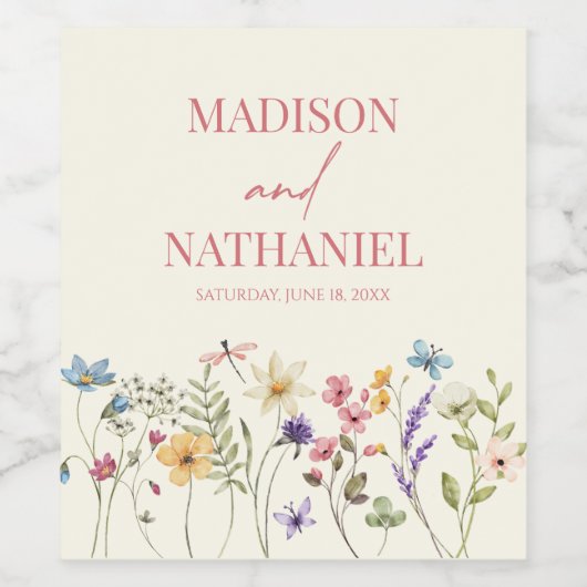 Wildflower Wilde Bloem Bloemen Tuin Bruiloft Wijn Etiket (Enkel label)