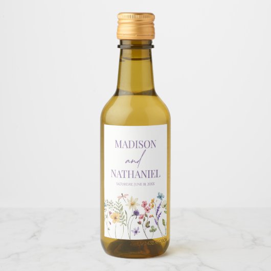 Wildflower Wilde Bloem Bloemen Tuin Bruiloft Wijn Etiket (Voorkant)