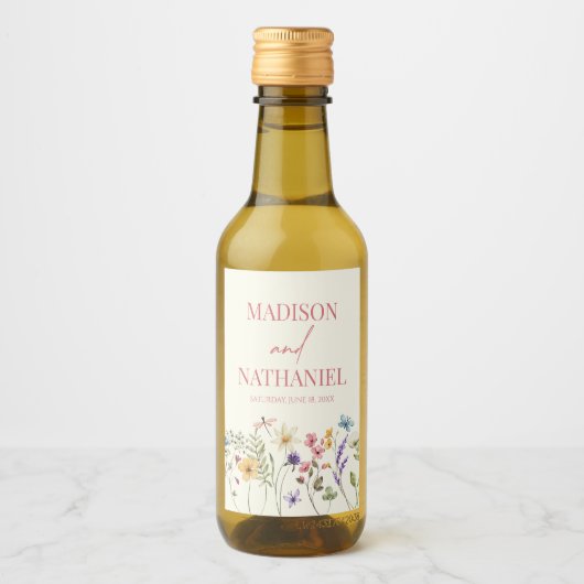 Wildflower Wilde Bloem Bloemen Tuin Bruiloft Wijn Etiket (Voorkant)