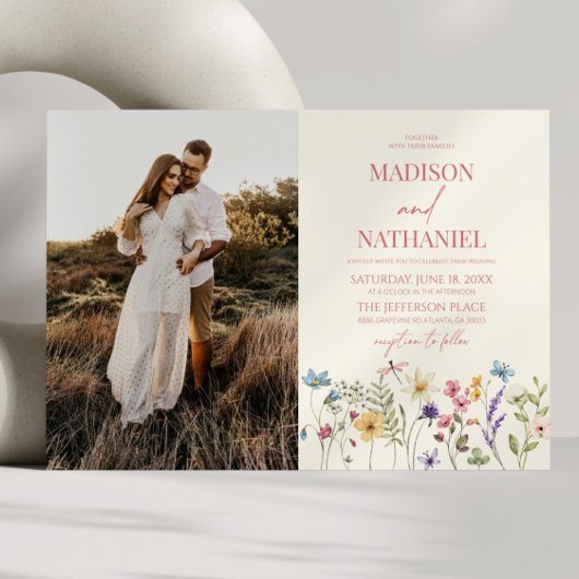 Wildflower Wilde Bloem Bloemen Tuin Foto Huwelijk Kaart