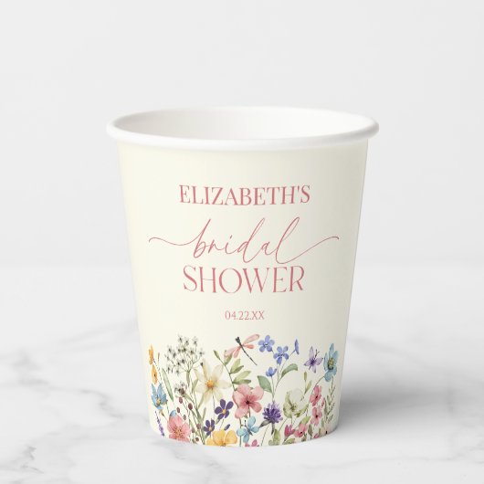 Wildflower Wilde Bloem Bloemen Vrijgezellenfeest Papieren Bekers (Achterkant)