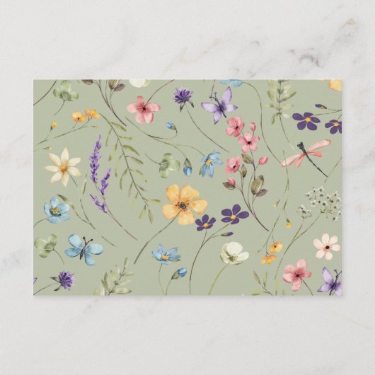 Wildflower Wilde Bloem QR Code Bruiloft Details Informatiekaartje (Achterkant)